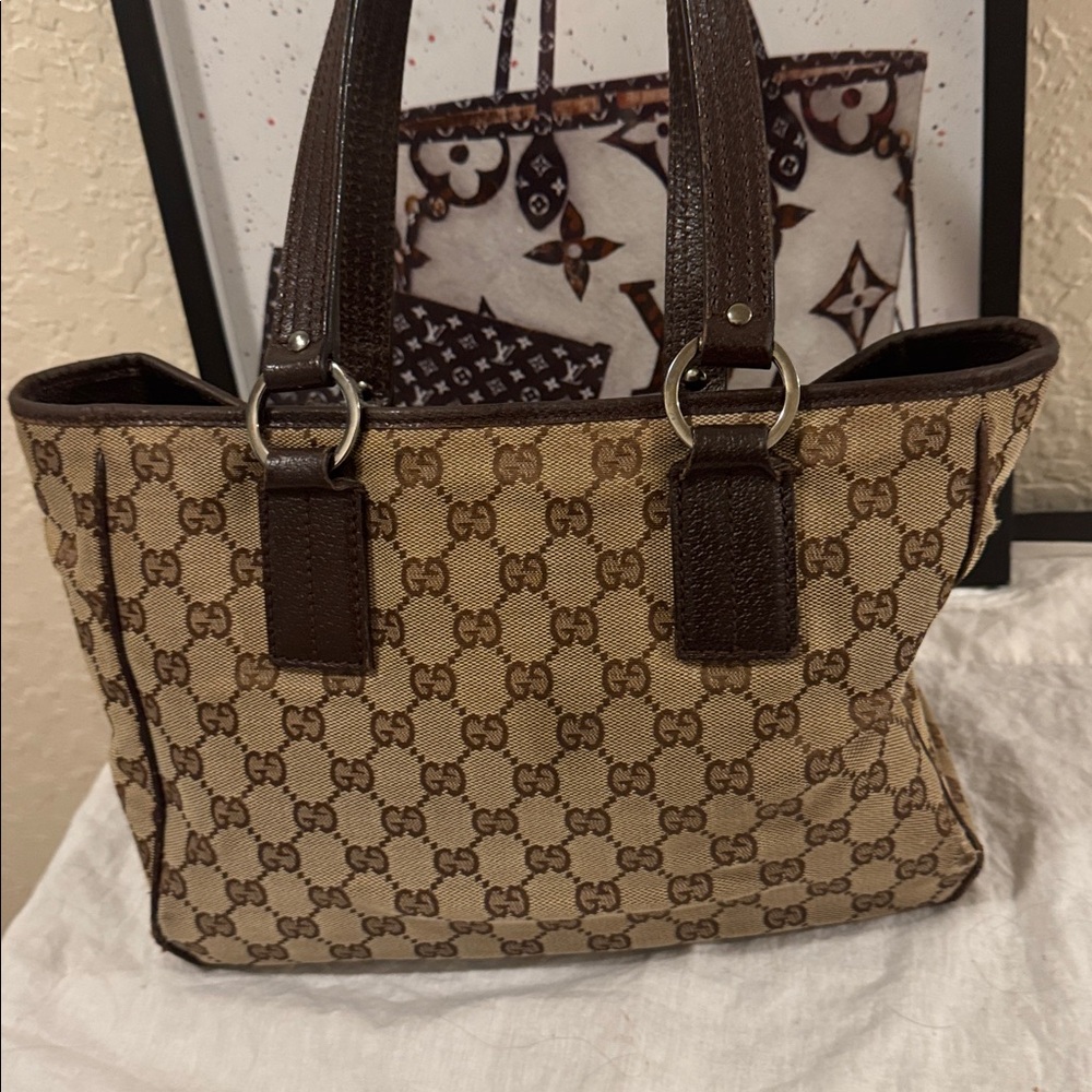 Gucci Tan and Brown Signature Tote